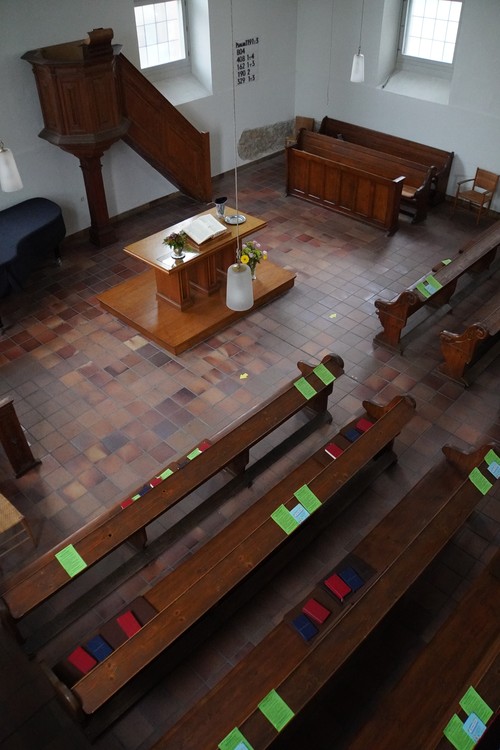 Französisch reformierte Kirche Offenbach. Platzhalter für Abstand