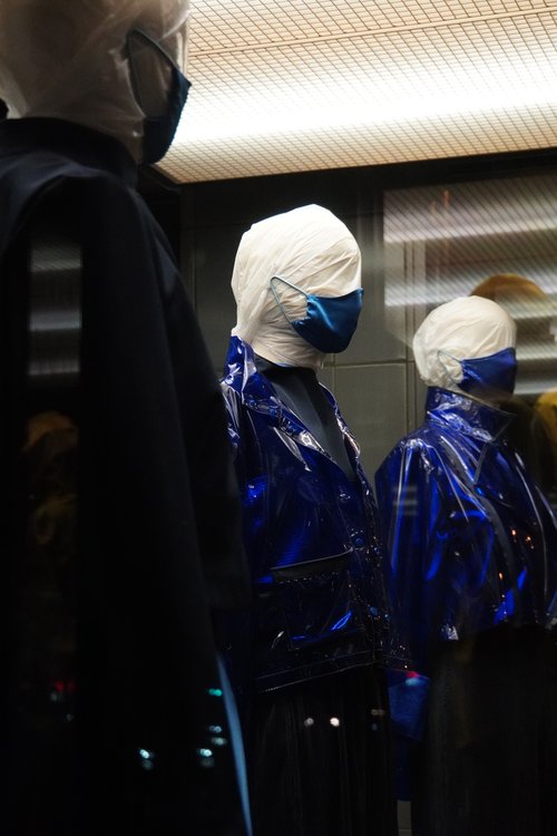 Schaufensterpuppen, Maske, Kunst, Blau. Theodor-Heuss-Straße