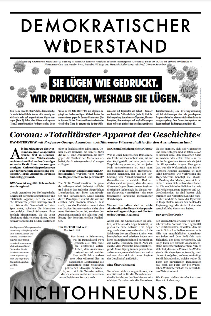 Cover Demokratischer Widerstand Zeitung 23 2020