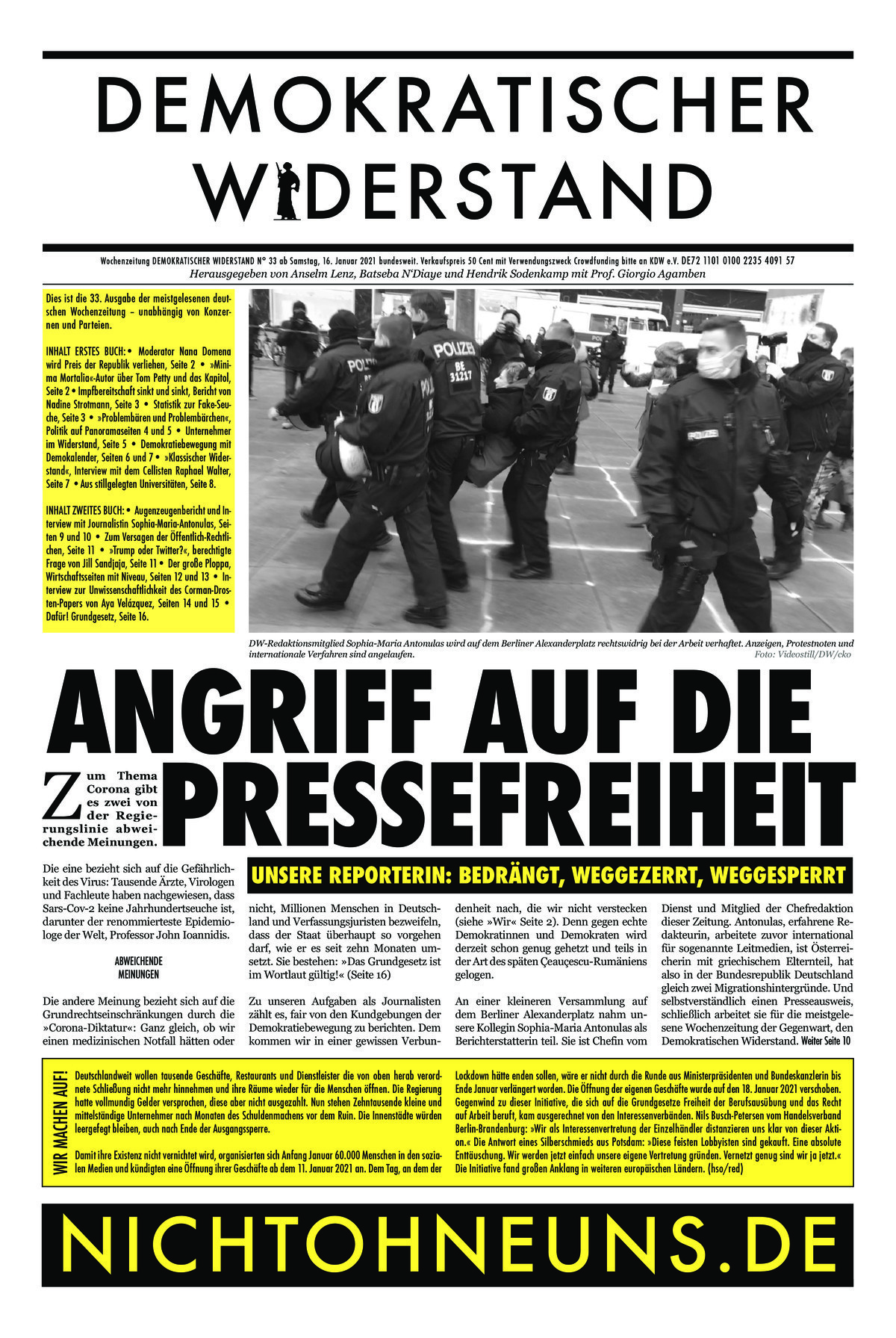 Cover Demokratischer Widerstand Zeitung 33 2020