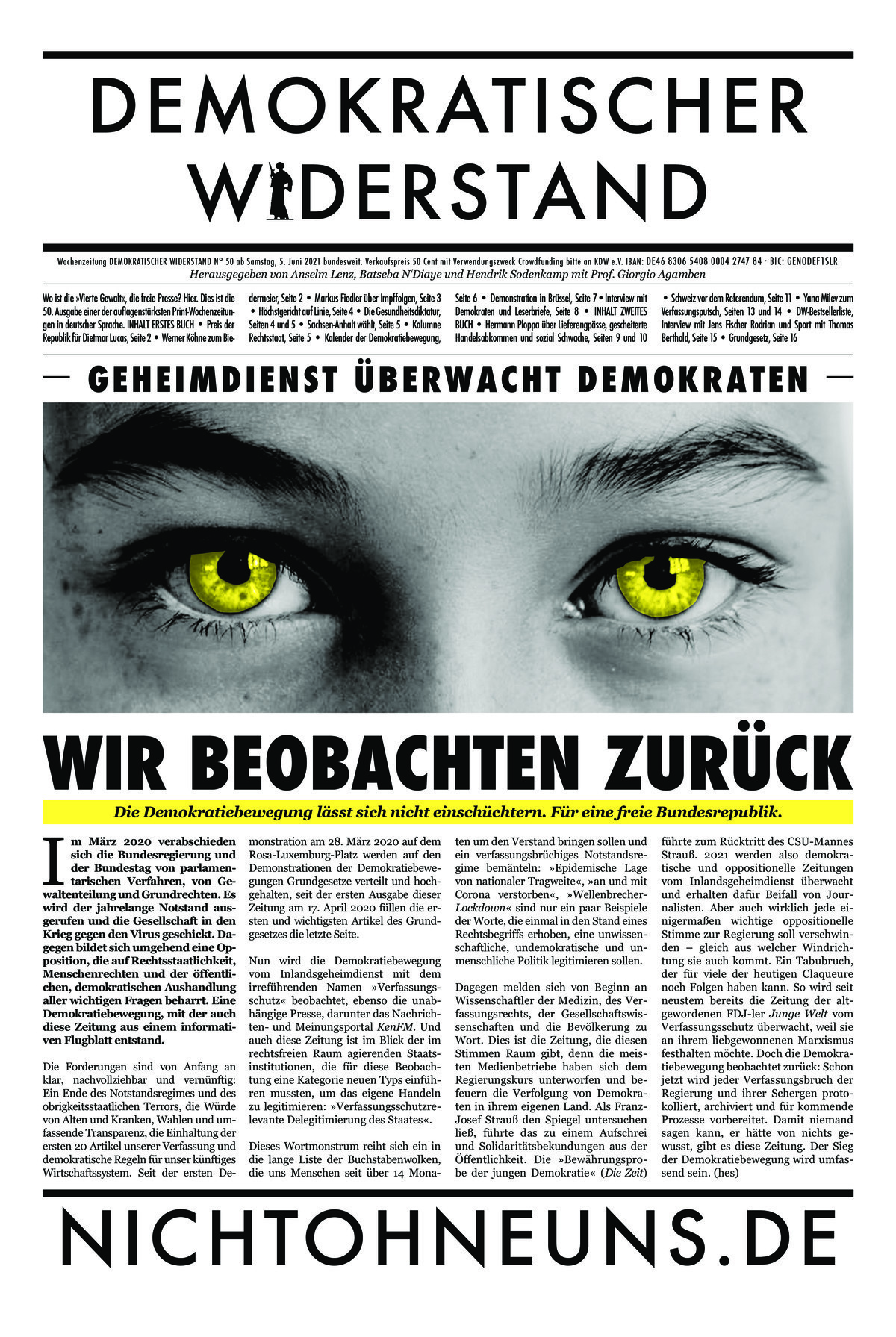 Cover Demokratischer Widerstand Zeitung 50 2020