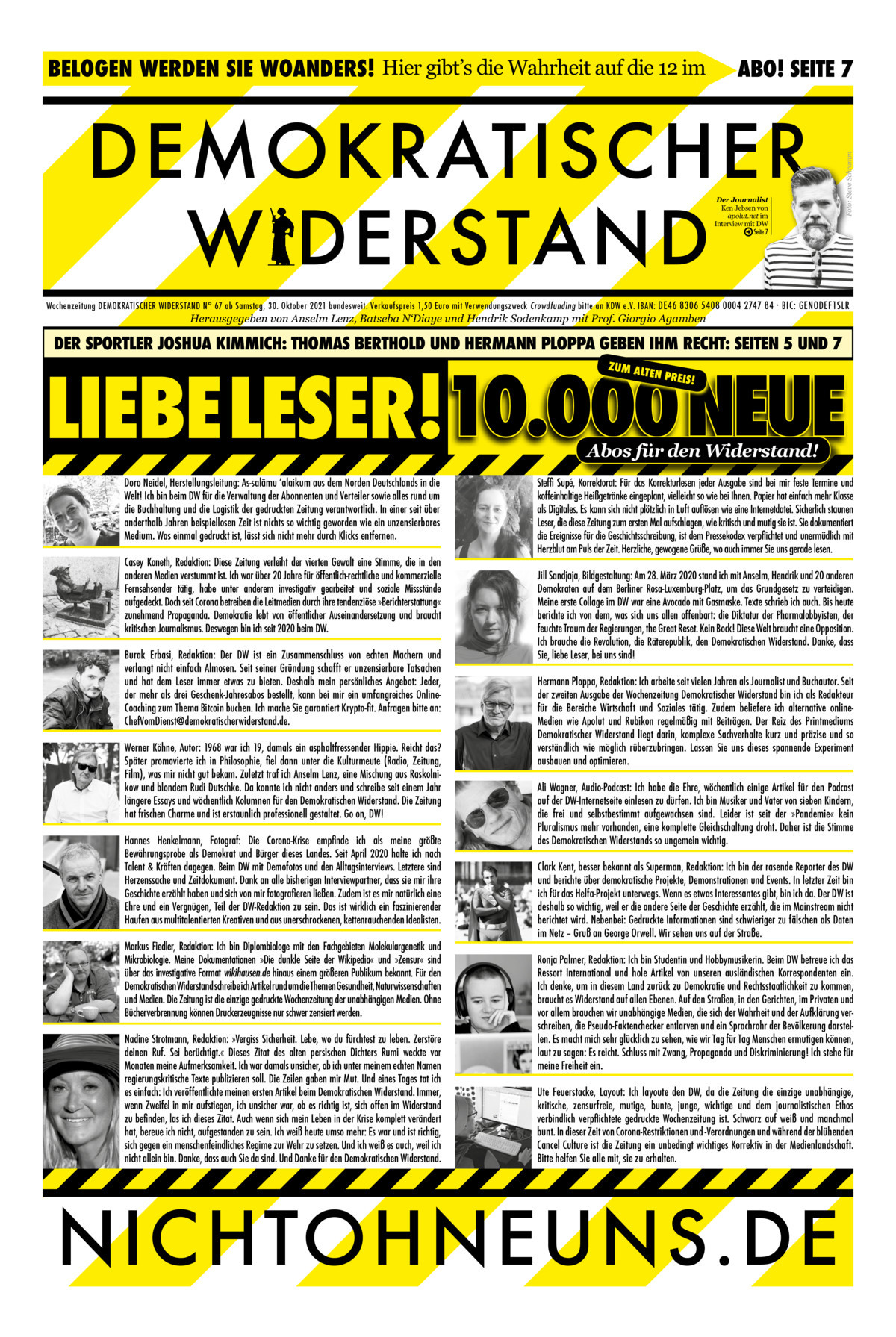 Cover Demokratischer Widerstand Zeitung 67 2020