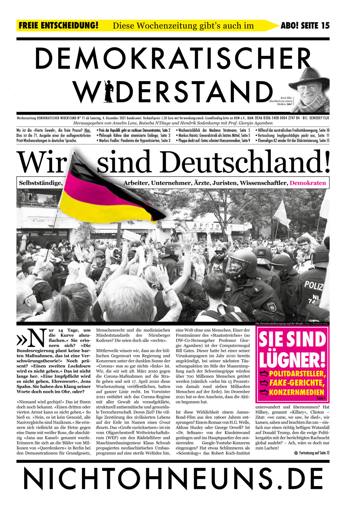 Cover Demokratischer Widerstand Zeitung 71 2020