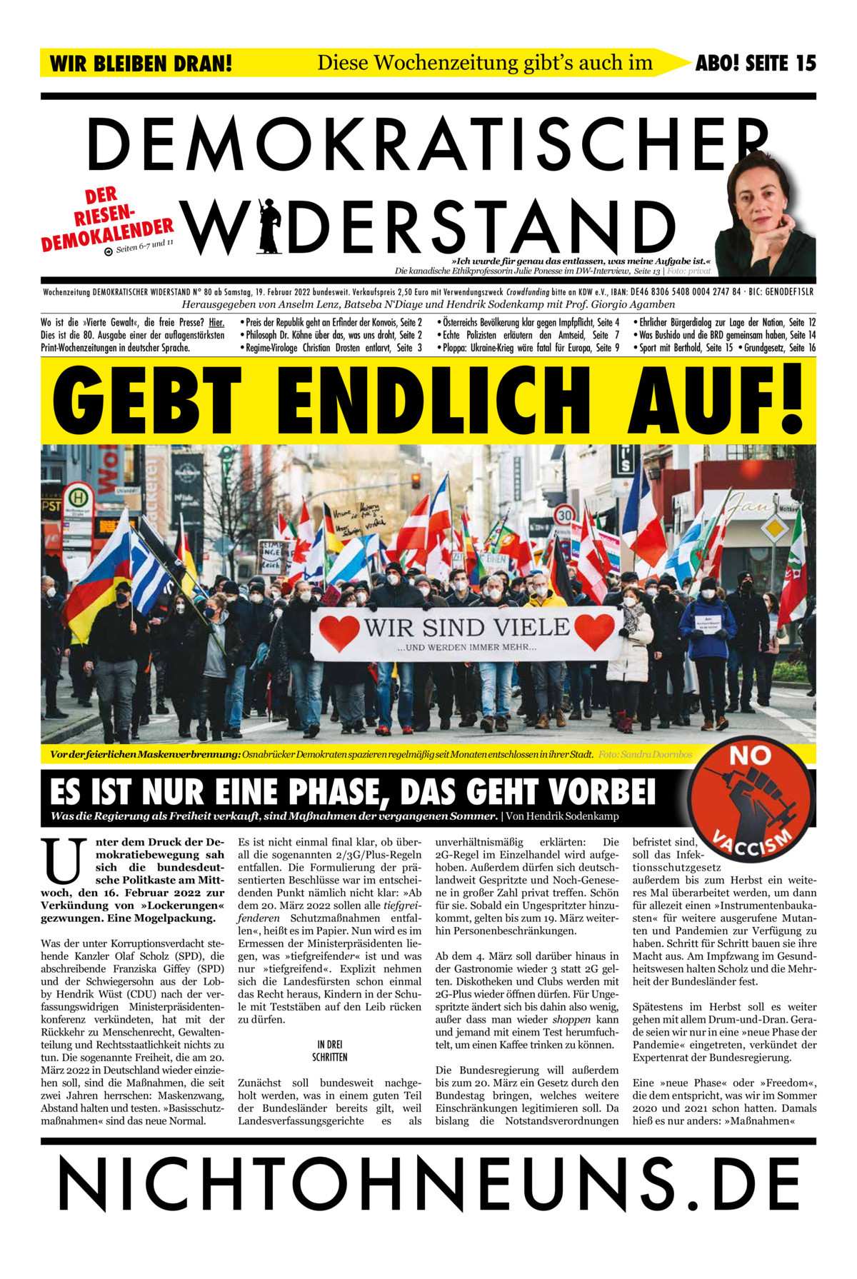 Cover Demokratischer Widerstand Zeitung 80 2020