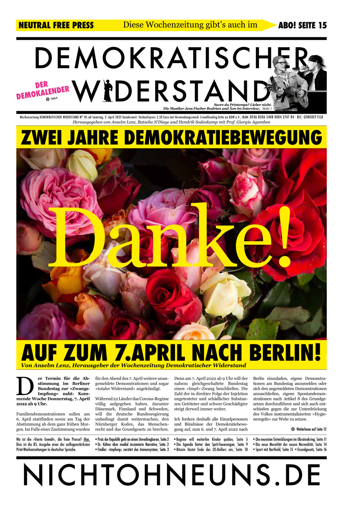 Cover Demokratischer Widerstand Zeitung 85 2020