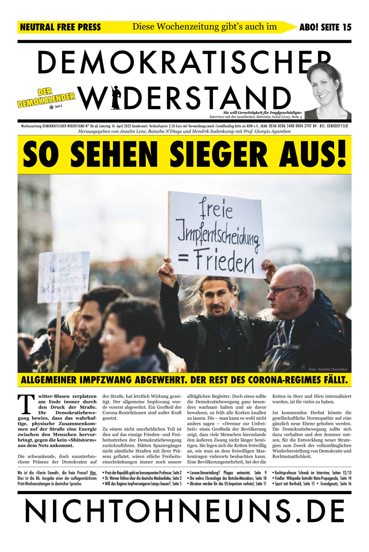 Cover Demokratischer Widerstand Zeitung 86 2020