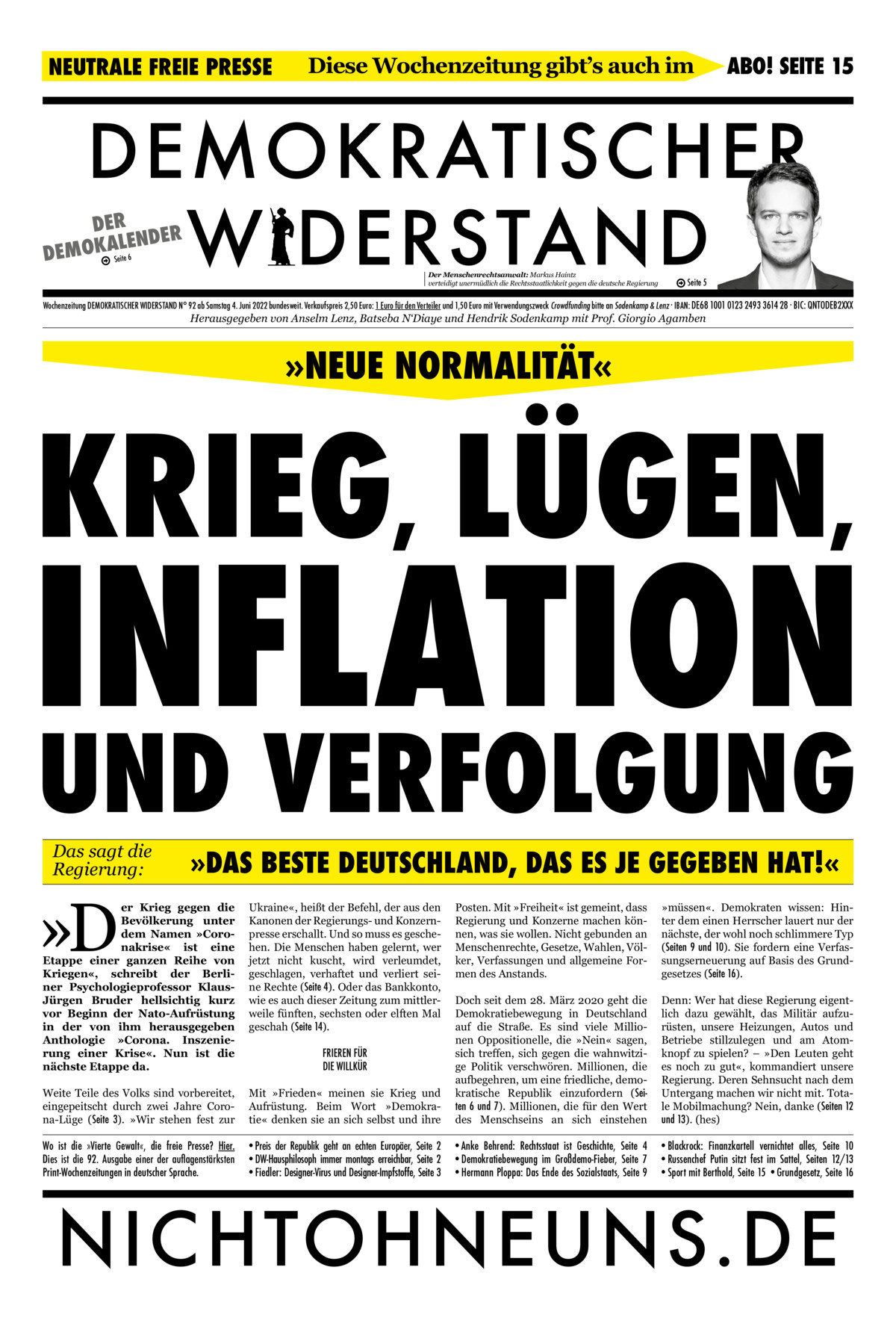 Cover Demokratischer Widerstand Zeitung 92 2020