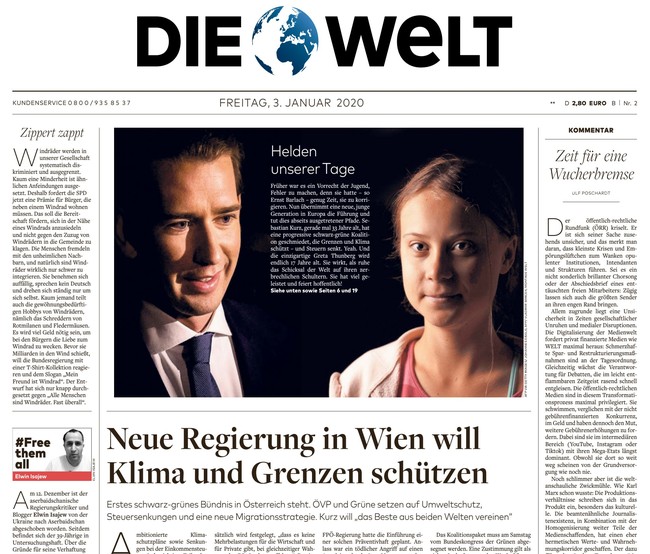 Die Welt Zeitung 3. Januar 2020