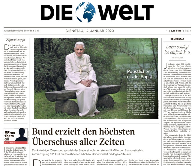 Die Welt Zeitung 14. Januar 2020