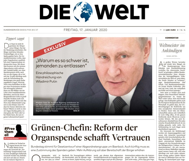 Die Welt Zeitung 17. Januar 2020