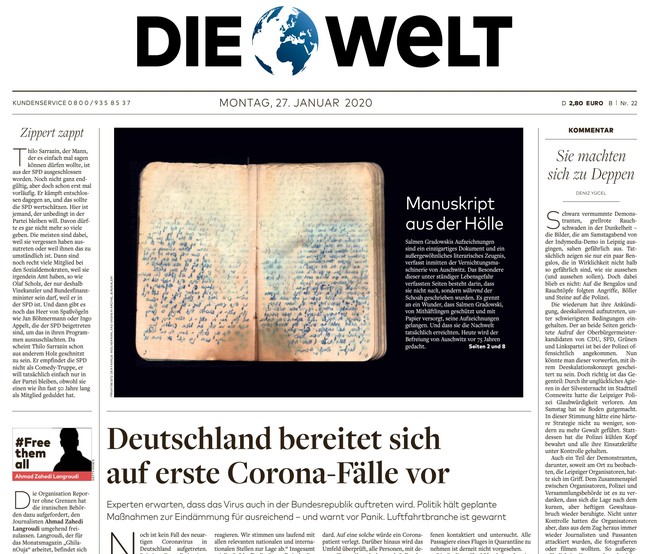 Die Welt Zeitung 27. Januar 2020