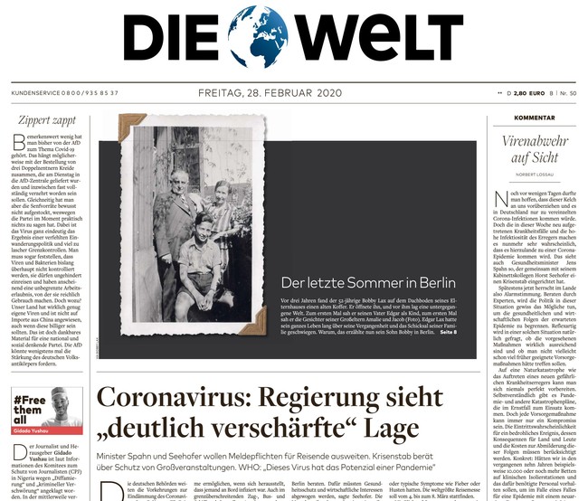 Die Welt Zeitung 28. Februar 2020