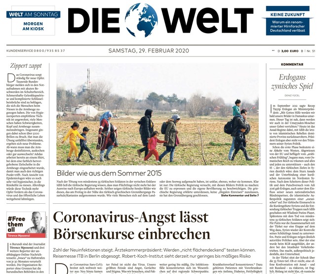 Die Welt Zeitung 29. Februar 2020