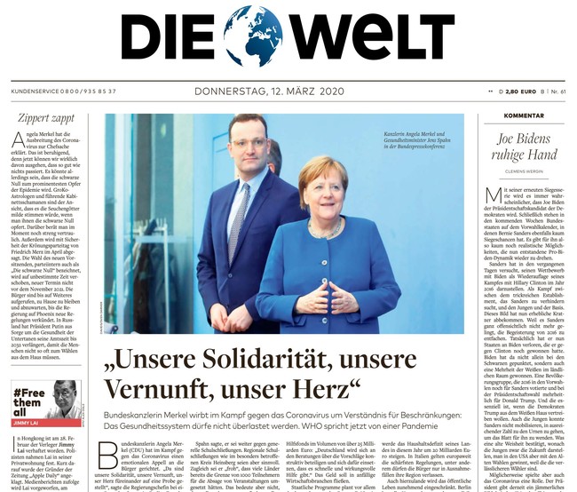 Die Welt Zeitung 12. März 2020