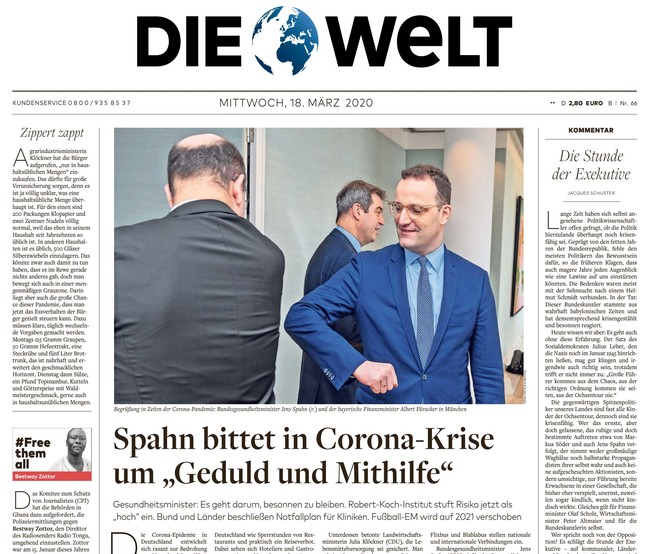 Die Welt Zeitung 18. März 2020
