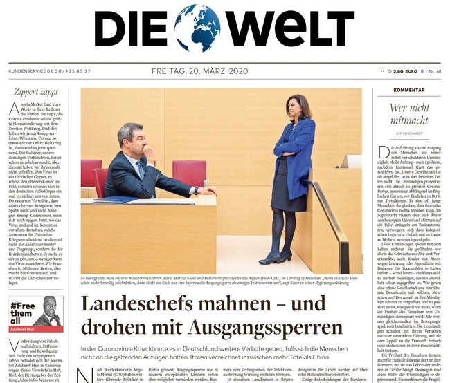 Die Welt Zeitung 20. März 2020