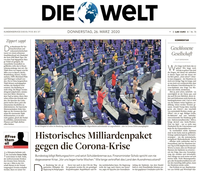 Die Welt Zeitung 26. März 2020