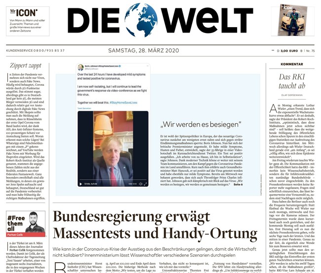 Die Welt Zeitung 28. März 2020