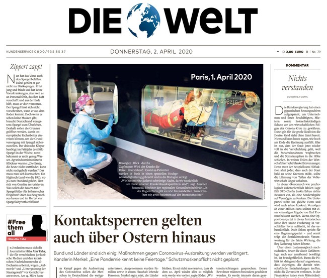 Die Welt Zeitung 2. April 2020