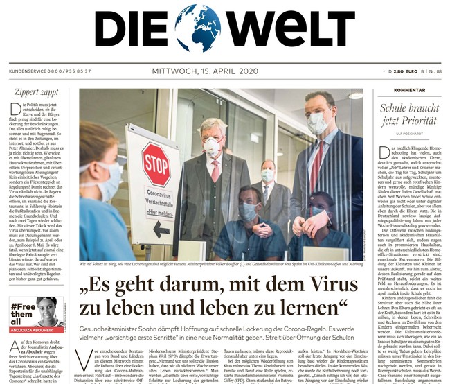 Die Welt Zeitung 15. April 2020