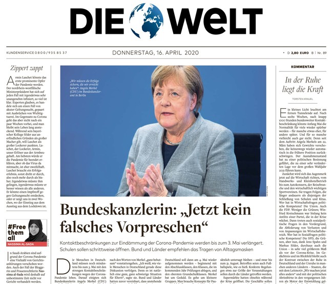 Die Welt Zeitung 16. April 2020
