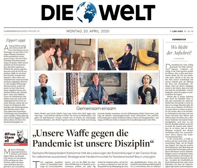 Die Welt Zeitung 20. April 2020