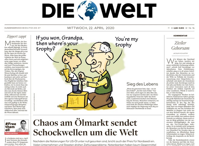 Die Welt Zeitung 22. April 2020