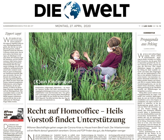 Die Welt Zeitung 27. April 2020