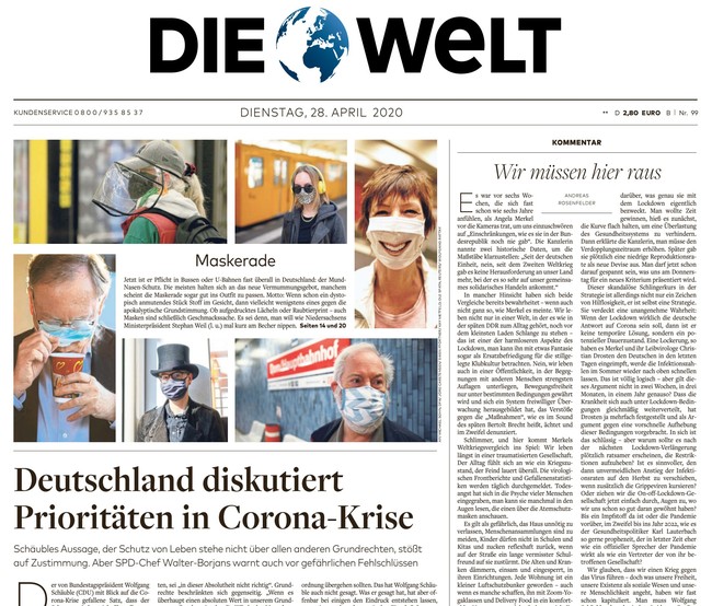 Die Welt Zeitung 28. April 2020