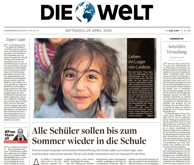 Die Welt Zeitung 29. April 2020