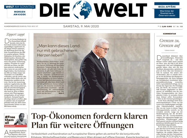 Die Welt Zeitung 9. Mai 2020