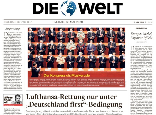 Die Welt Zeitung 22. Mai 2020