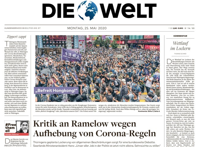 Die Welt Zeitung 25. Mai 2020