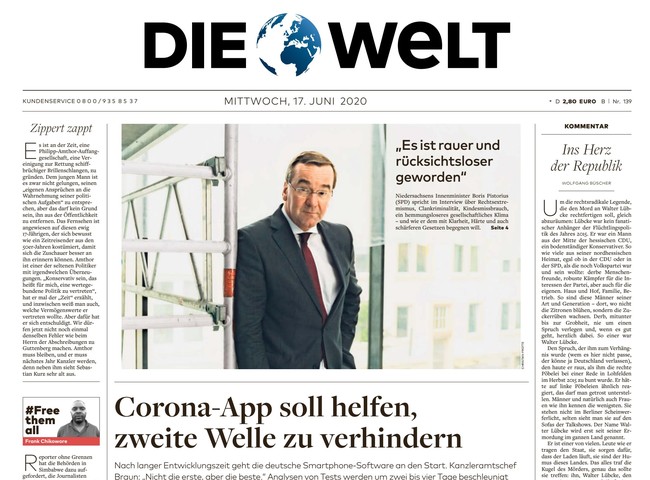 Die Welt Zeitung 17. Juni 2020