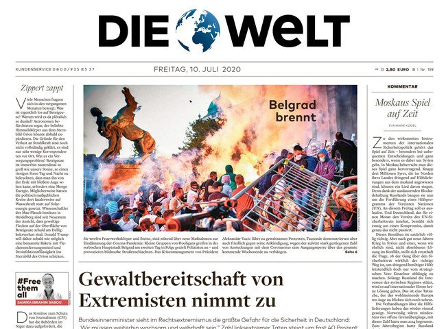 Die Welt Zeitung 10. Juli 2020