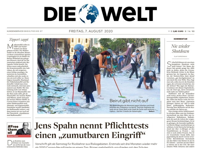 Die Welt Zeitung 7. August 2020