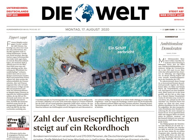 Die Welt Zeitung 17. August 2020