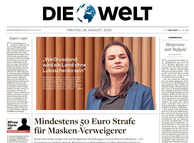 Die Welt Zeitung 28. August 2020