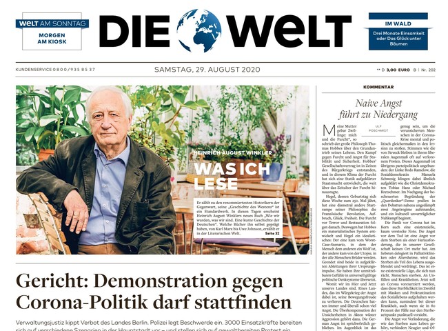 Die Welt Zeitung 29. August 2020
