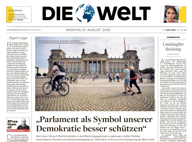 Die Welt Zeitung 31. August 2020