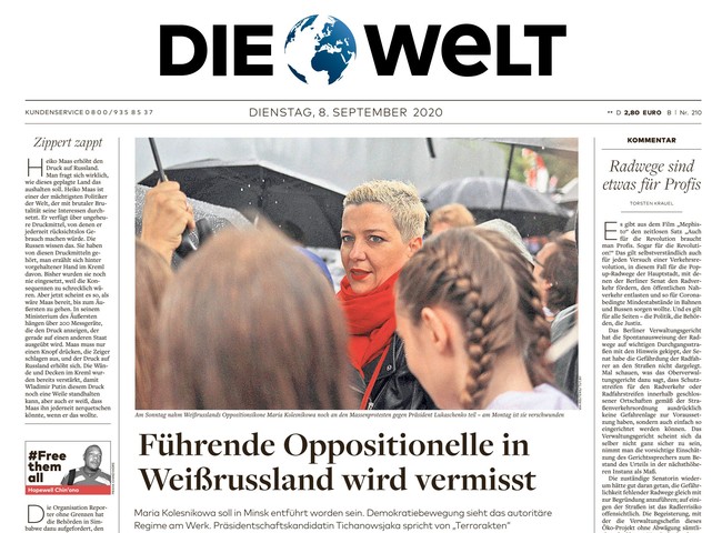 Die Welt Zeitung 8. September 2020