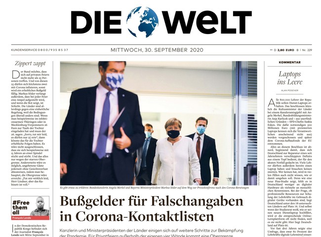 Die Welt Zeitung 30. September 2020