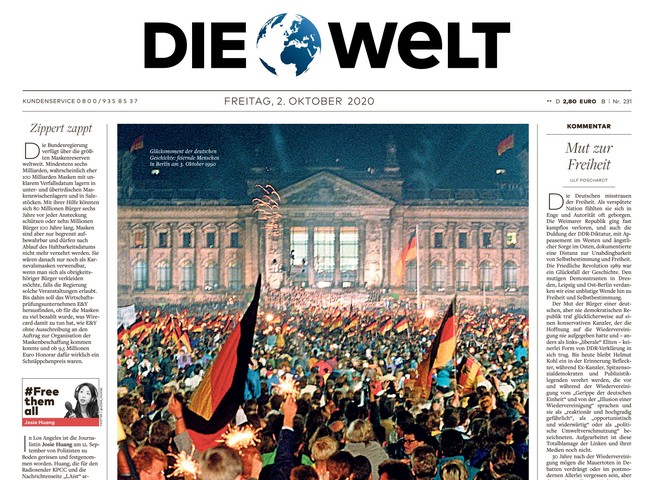 Die Welt Zeitung 2. Oktober 2020