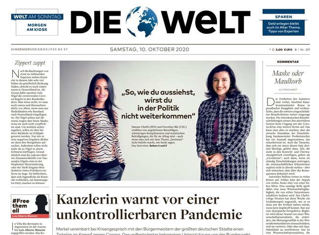 Die Welt Zeitung 10. Oktober 2020