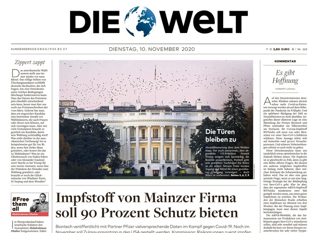 Die Welt Zeitung 10. November 2020