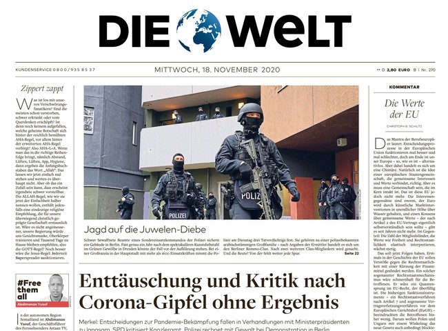 Die Welt Zeitung 18. November 2020