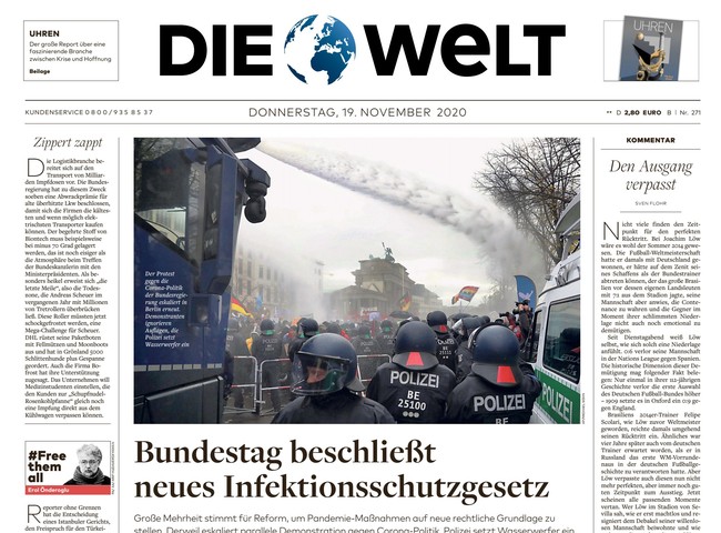 Die Welt Zeitung 19. November 2020