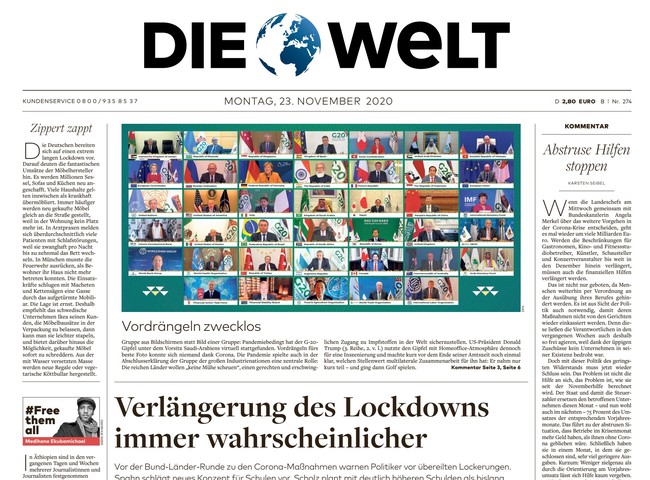 Die Welt Zeitung 23. November 2020