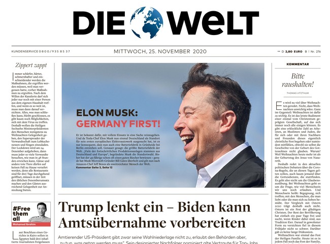 Die Welt Zeitung 25. November 2020