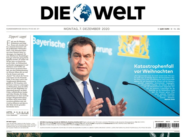 Die Welt Zeitung 7. Dezember 2020